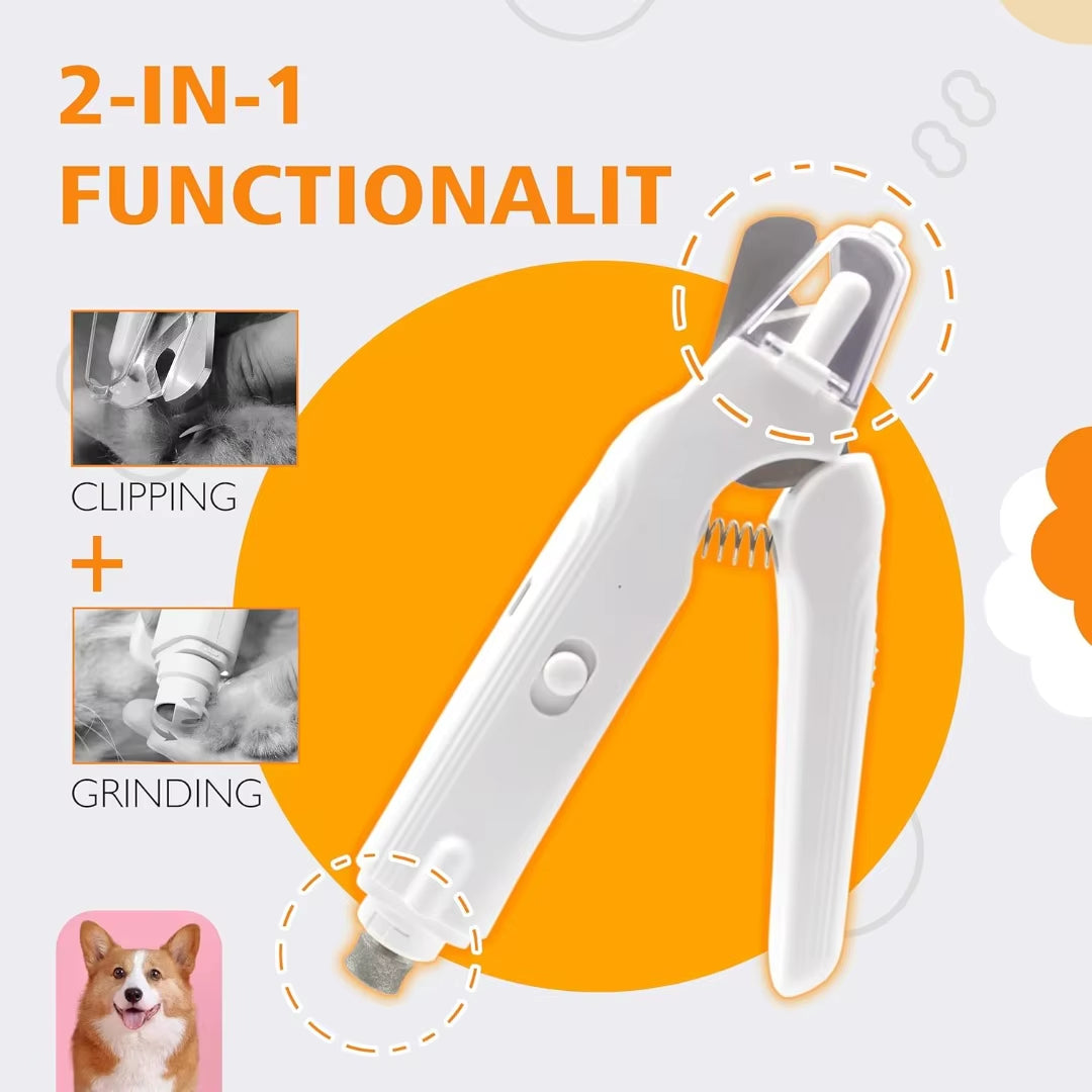 Pet Nail Clippers and Quiet Nail Grinder with Dual LED Lights for Dogs and Cats of All Sizes - Professional Pet Grooming Tool