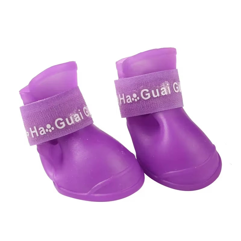 4Pcs/Lot S/M/L Pet Dog Rain Shoes for Dogs Booties Rubber Portable anti Slip Waterproof Pet Dog Cat Rain Shoes