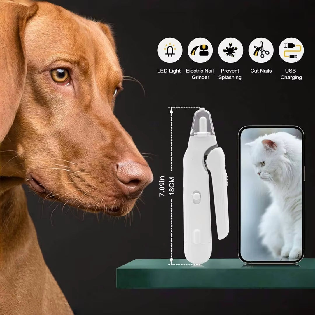 Pet Nail Clippers and Quiet Nail Grinder with Dual LED Lights for Dogs and Cats of All Sizes - Professional Pet Grooming Tool